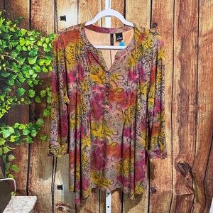 New Directions Roll Tab Sleeve Blouse Size XL